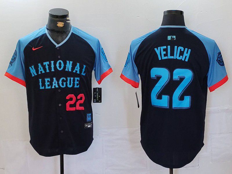 Men Milwaukee Brewers #22 Yelich Blue All star 2024 Nike MLB Jersey style 2->milwaukee brewers->MLB Jersey